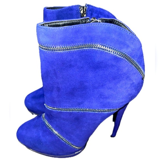 Colin Stuart Size 9B Booties Zipper Violet Blue Platform Stiletto Boots Cocktail - Picture 10 of 14